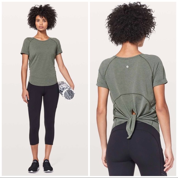 lululemon athletica Tops - Lululemon Open Up Tie Back Tee Heathered Camo